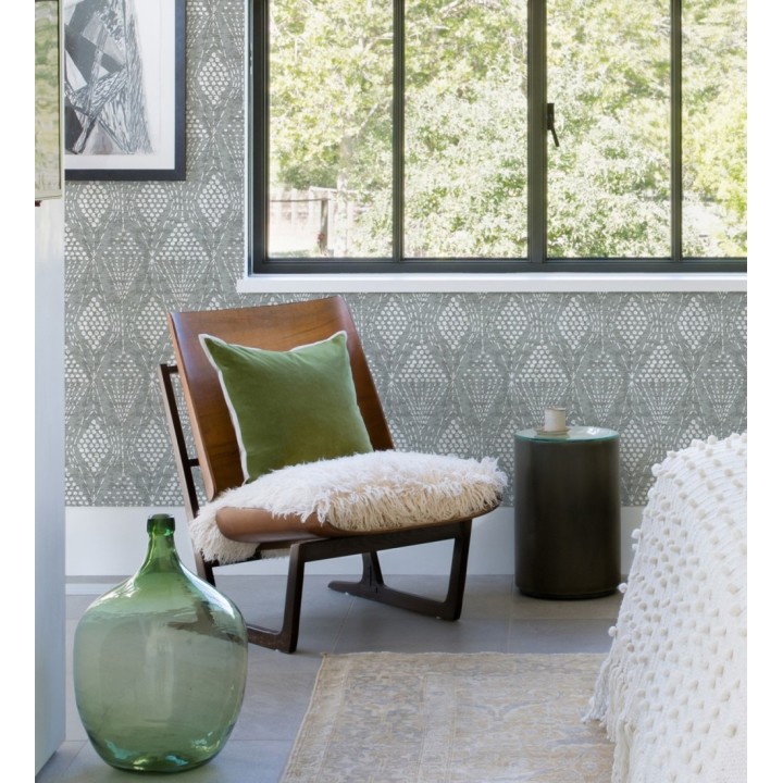 Papel pintado de rombos étnicos color gris estilo hindú  - Indian Dreams 682128