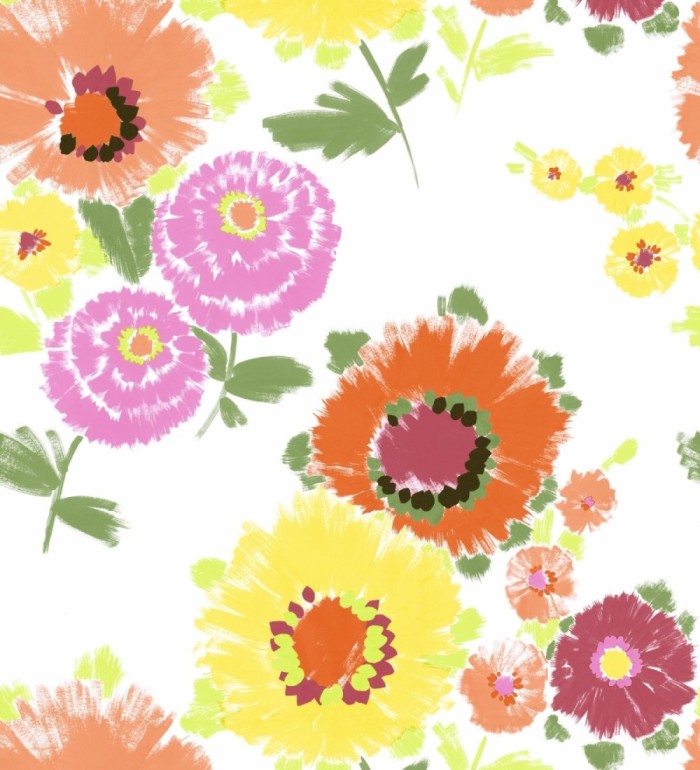 Papel pintado de flores grandes colores intensos en naranja y amarillo  - Micaela Spring 682129
