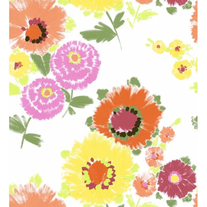 Papel pintado de flores grandes colores intensos en naranja y amarillo  - Micaela Spring 682129