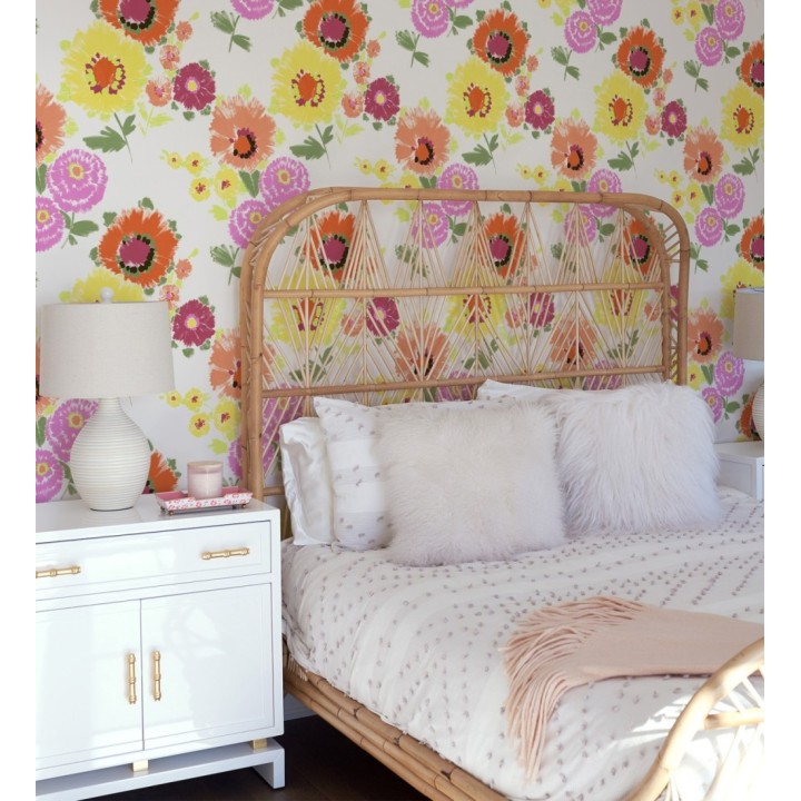 Papel pintado de flores grandes colores intensos en naranja y amarillo  - Micaela Spring 682129