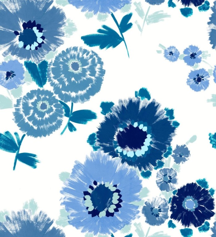 Papel pintado de flores grandes colores intensos en azul Klein - Micaela Spring 682130