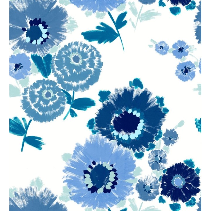 Papel pintado de flores grandes colores intensos en azul Klein - Micaela Spring 682130