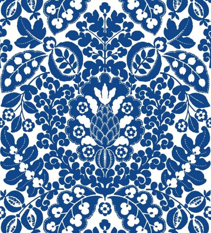 Papel pintado damasco estilo francés color intenso azul - Reiko 682133