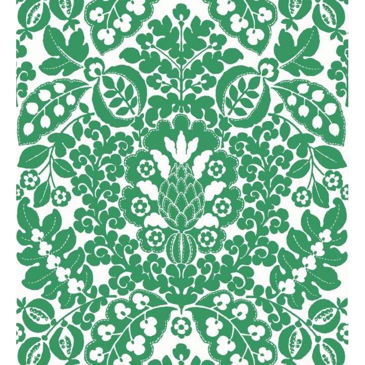 Papel pintado damasco estilo francés color intenso verde - Reiko 682134