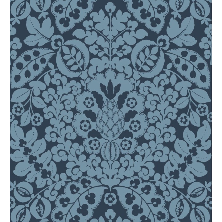 Papel pintado damasco estilo francés color intenso azul oscuro - Reiko 682135