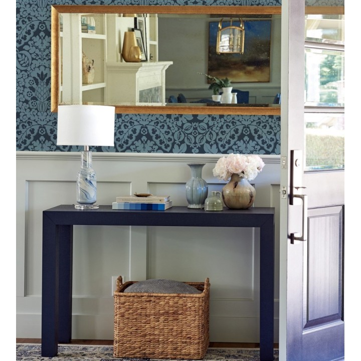 Papel pintado damasco estilo francés color intenso azul oscuro - Reiko 682135