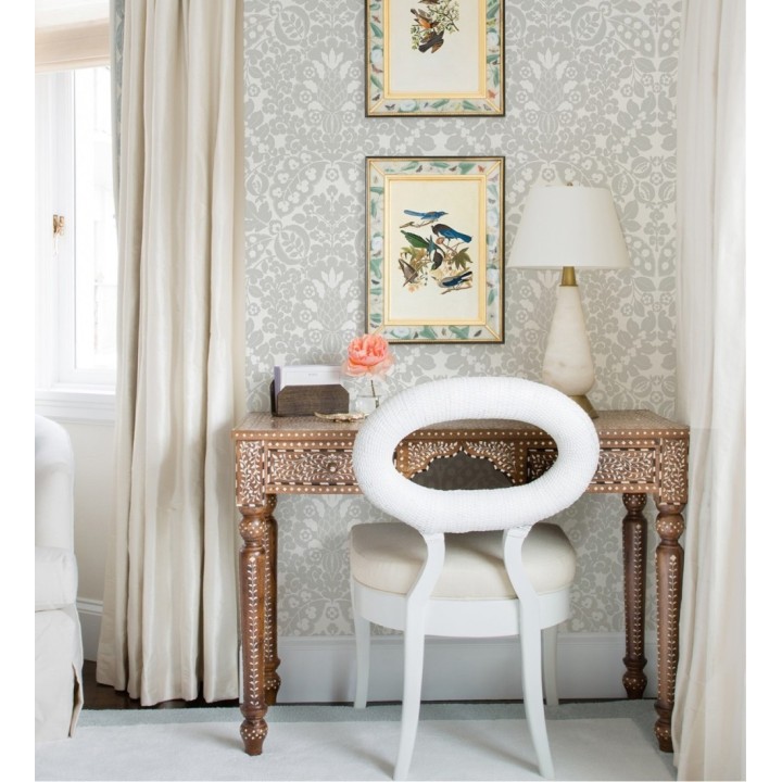 Papel pintado damasco estilo francés color gris cálido - Reiko 682136