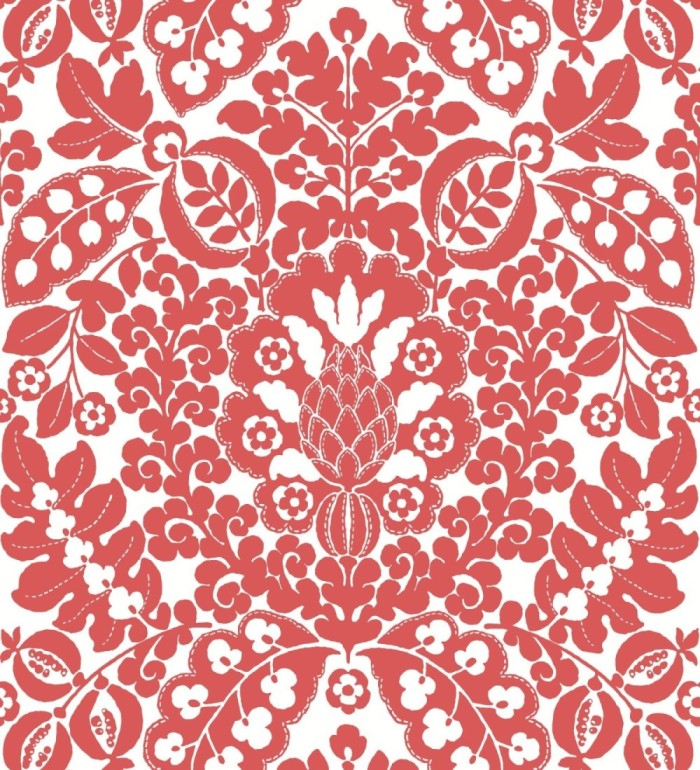 Papel pintado damasco estilo francés color rojo - Reiko 682137