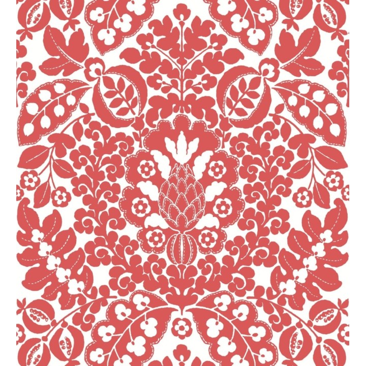 Papel pintado damasco estilo francés color rojo - Reiko 682137