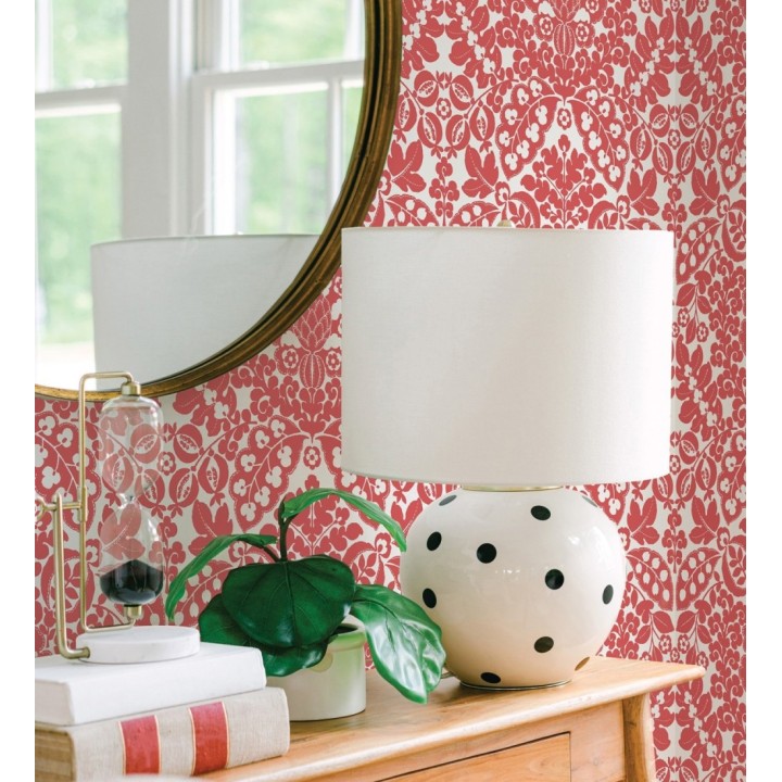 Papel pintado damasco estilo francés color rojo - Reiko 682137