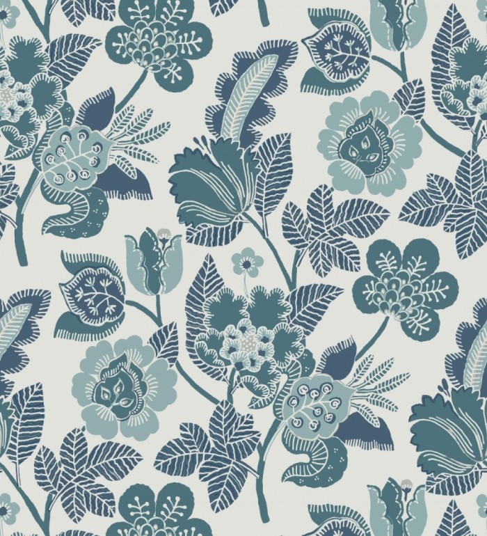 Papel pintado de flores tonos verde agua - Milenka 682141