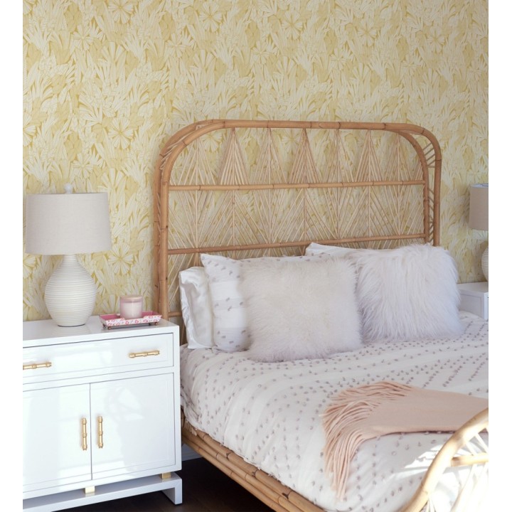 Papel pintado de flores y hojas color amarillo - Anude Tropical 682144