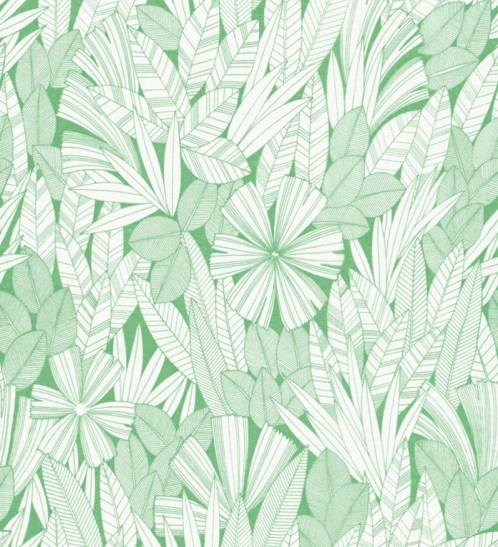 Papel pintado de flores y hojas color verde - Anude Tropical 682146