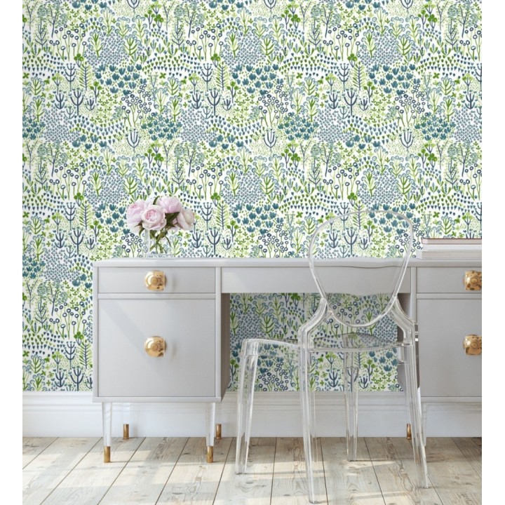 Papel pintado jardín botánico color intenso verde - Amy Garden 682148