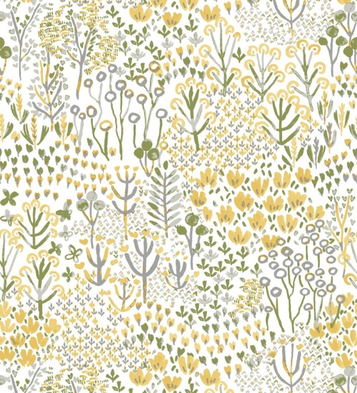 Papel pintado jardín botánico color intenso amarillo - Amy Garden 682149