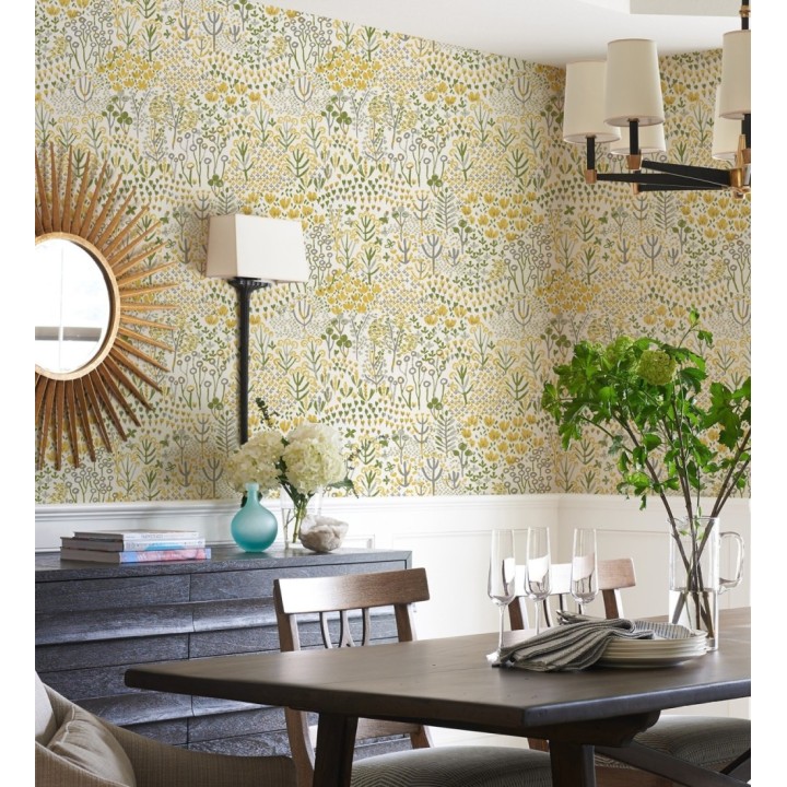 Papel pintado jardín botánico color intenso amarillo - Amy Garden 682149