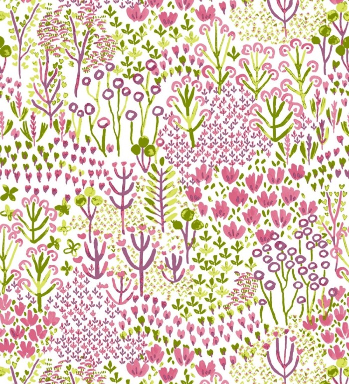 Papel pintado jardín botánico color intenso rosa - Amy Garden 682150