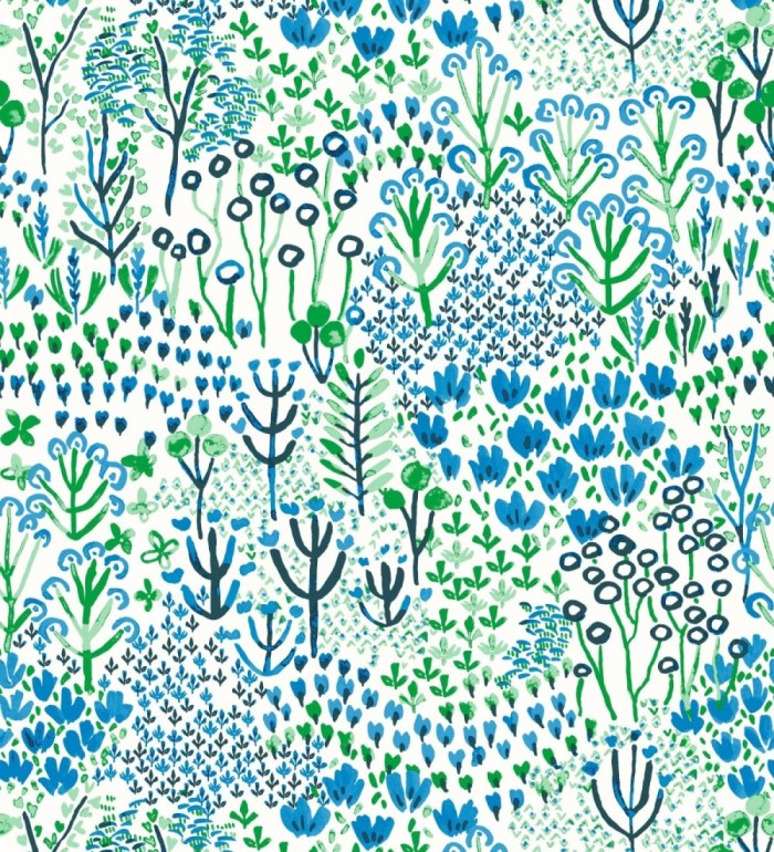 Papel pintado jardín botánico color azul - Amy Garden 682151