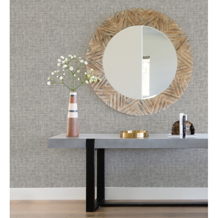 Papel pintado liso imitación lino color intenso marrón grisáceo - Airam Linen 682155