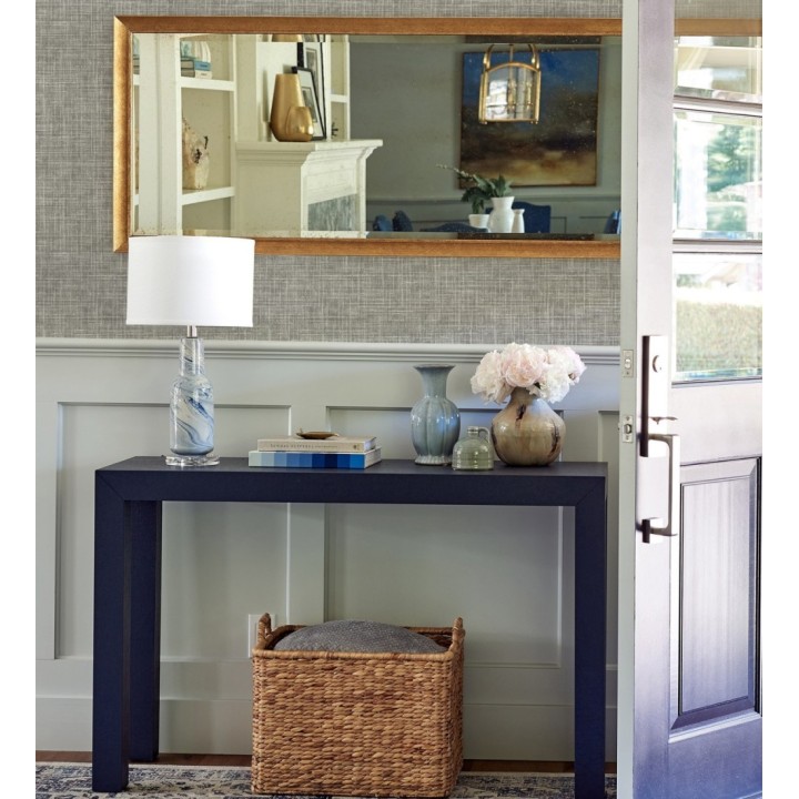 Papel pintado liso imitación lino color intenso marrón grisáceo - Airam Linen 682155