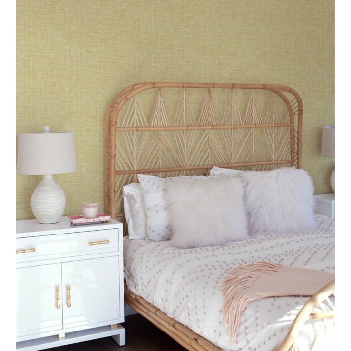 Papel pintado liso imitación lino color intenso amarillo mostaza - Airam Linen 682157