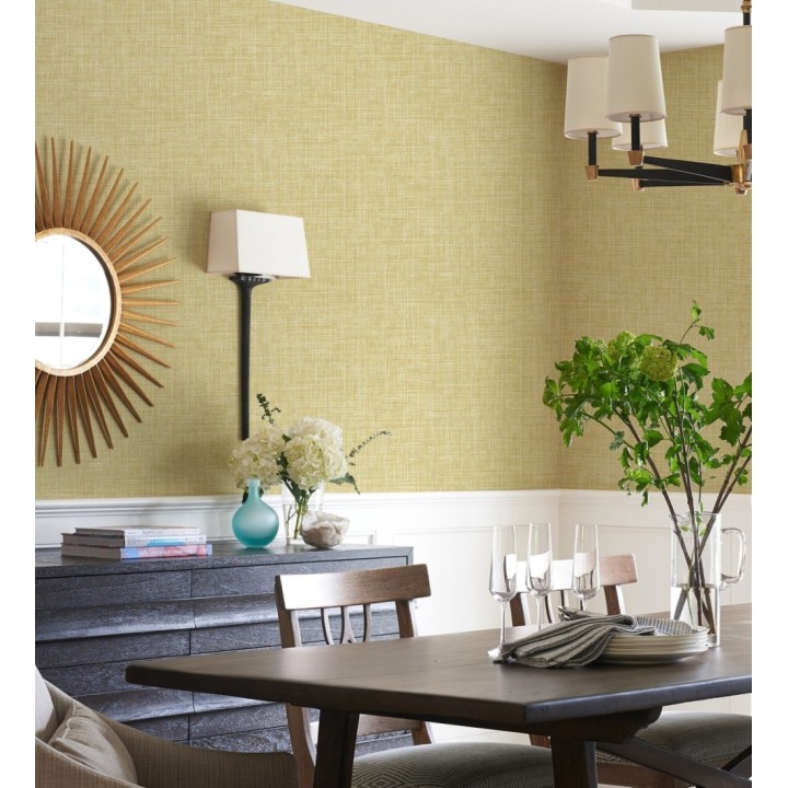 Papel pintado liso imitación lino color intenso amarillo mostaza - Airam Linen 682157