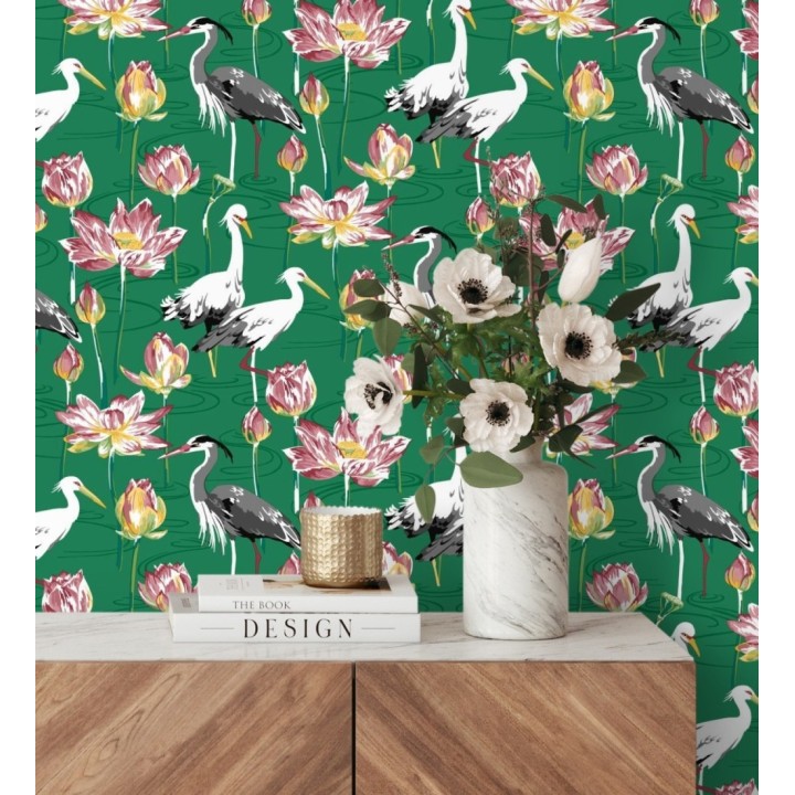 Papel pintado de pájaros y garzas reales en estanque japonés - Herons Royal 682163