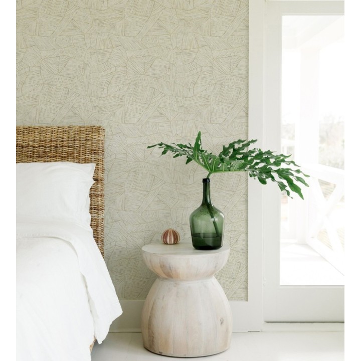 Papel pintado con diseño textil africano para paredes color beige - Catava 682282