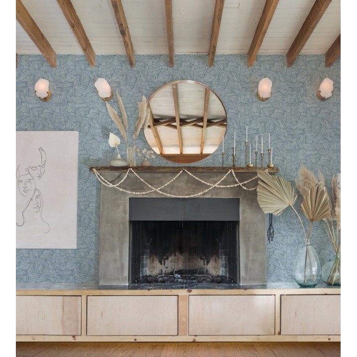 Papel pintado con diseño textil africano para paredes color azul - Catava 682283