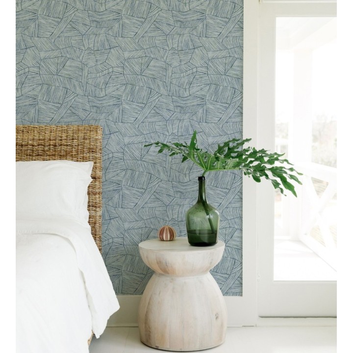 Papel pintado con diseño textil africano para paredes color azul - Catava 682283