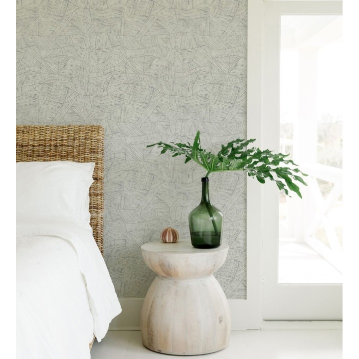 Papel pintado con diseño textil africano para paredes color gris - Catava 682284