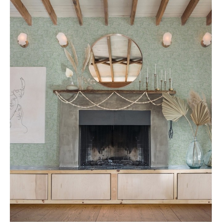 Papel pintado con diseño textil africano para paredes color verde - Catava 682285