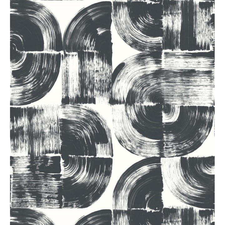 Papel pintado abstracto evocando discos de vinilo negro estilo retro moderno - Sipho 682286