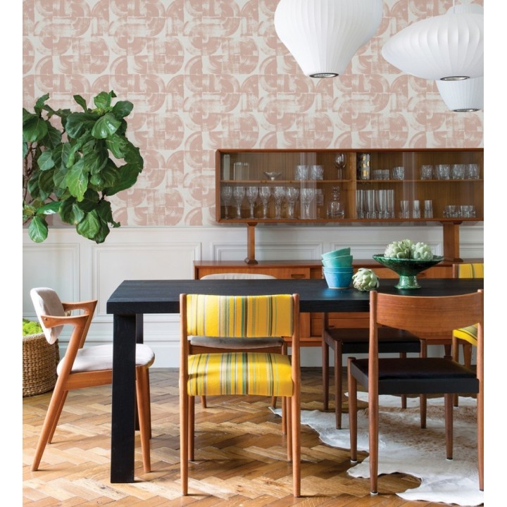 Papel pintado abstracto evocando discos de vinilo rosa pálido estilo retro moderno - Sipho 682287