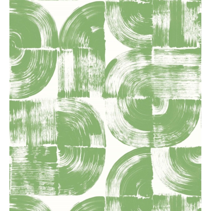 Papel pintado abstracto evocando discos de vinilo verde estilo retro moderno - Sipho 682290
