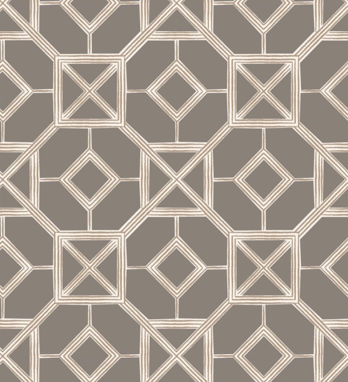 Papel pintado celosía cobrizo fondo marrón visón - Evan House 682295