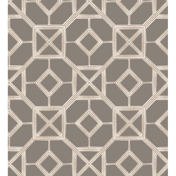 Papel pintado celosía cobrizo fondo marrón visón - Evan House 682295