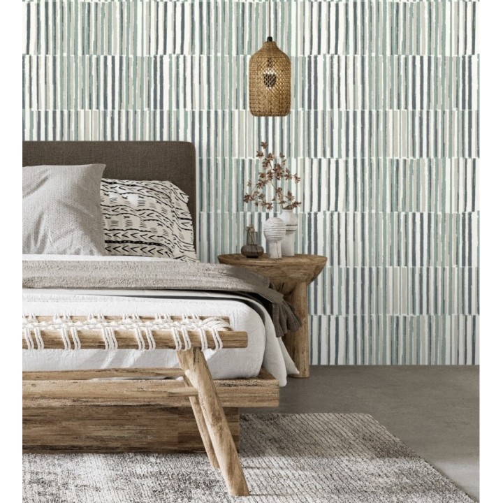 Papel pintado de líneas con colores difuminados verde - Zaji 682297