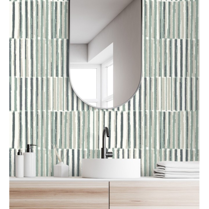 Papel pintado de líneas con colores difuminados verde - Zaji 682297