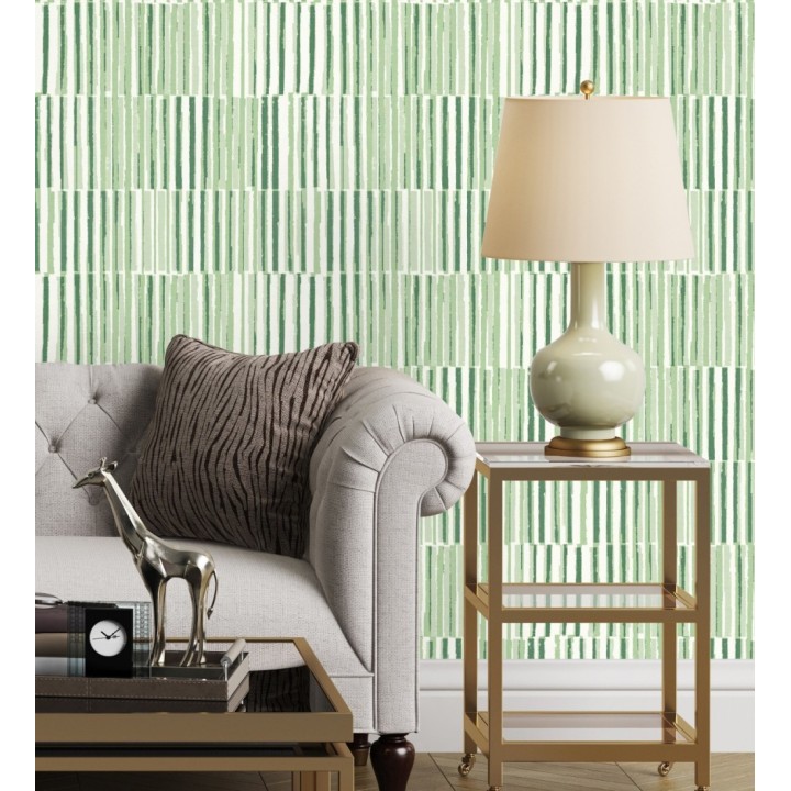 Papel pintado de líneas con colores difuminados verde hierba - Zaji 682299