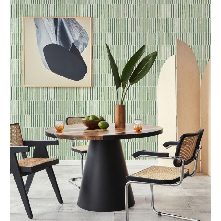 Papel pintado de líneas con colores difuminados verde hierba - Zaji 682299