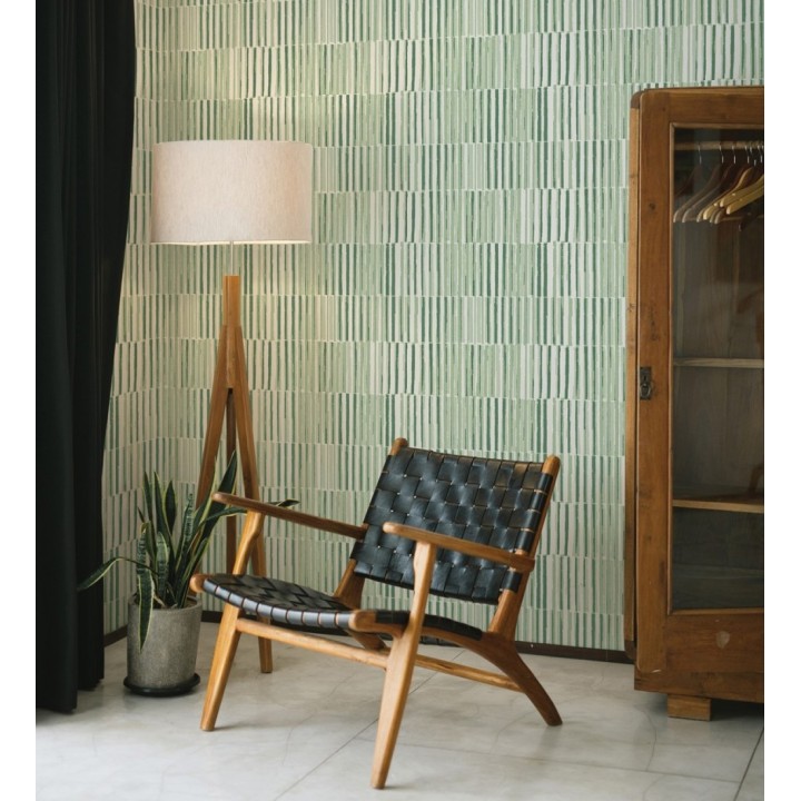 Papel pintado de líneas con colores difuminados verde hierba - Zaji 682299