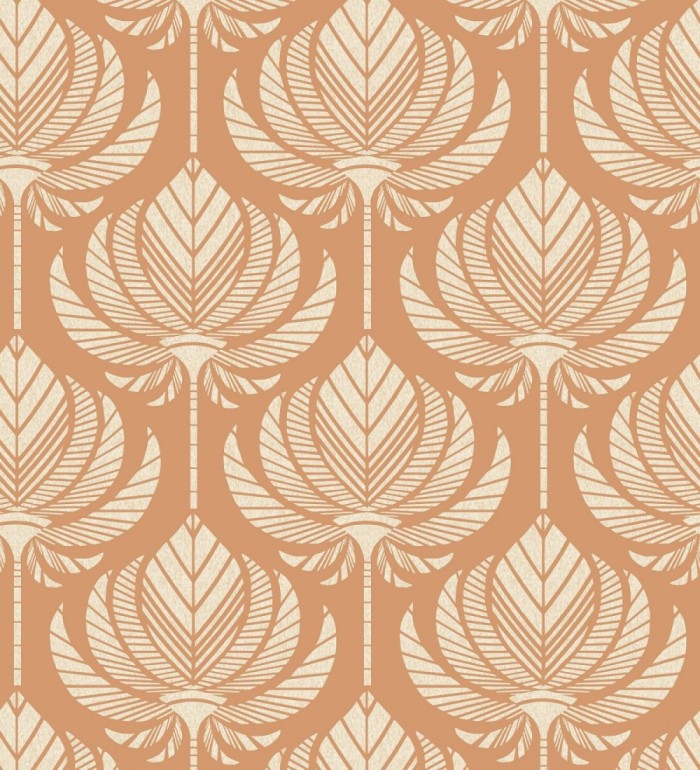Papel pintado hojas de palma egipcia color canela - Malaika 682305