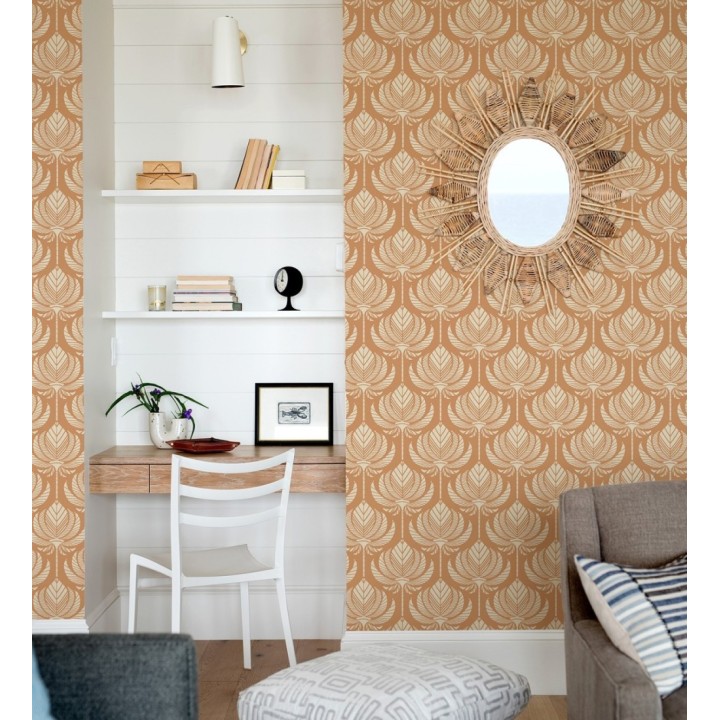 Papel pintado hojas de palma egipcia color canela - Malaika 682305