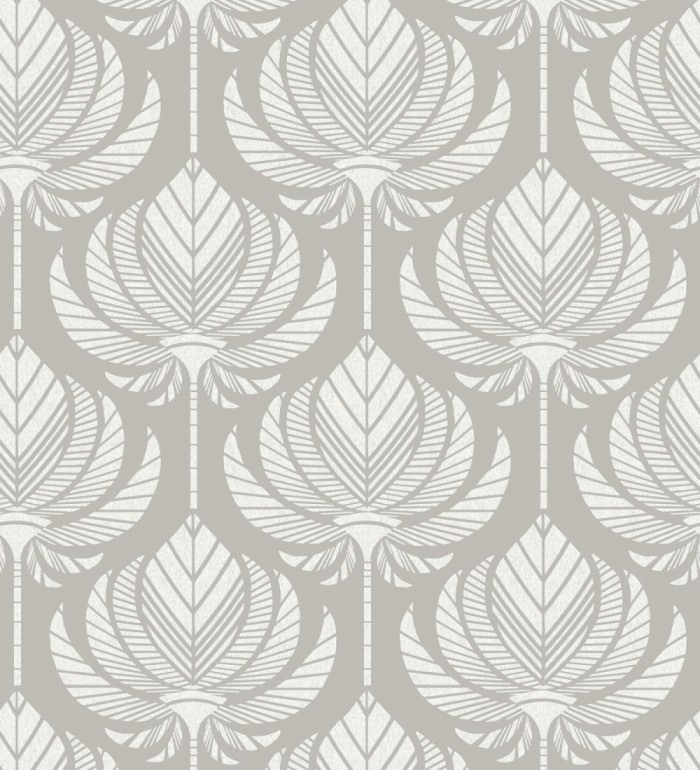 Papel pintado hojas de palma egipcia color gris cálido - Malaika 682307