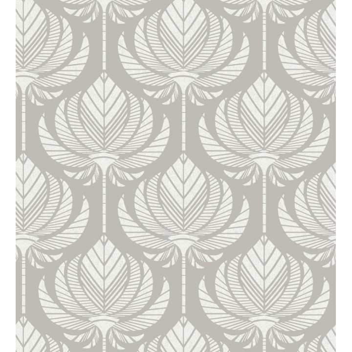 Papel pintado hojas de palma egipcia color gris cálido - Malaika 682307