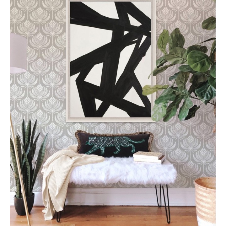 Papel pintado hojas de palma egipcia color gris cálido - Malaika 682307