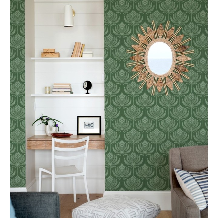 Papel pintado hojas de palma egipcia color verde - Malaika 682308