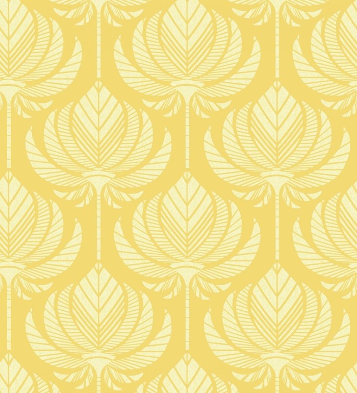 Papel pintado hojas de palma egipcia color amarillo - Malaika 682309