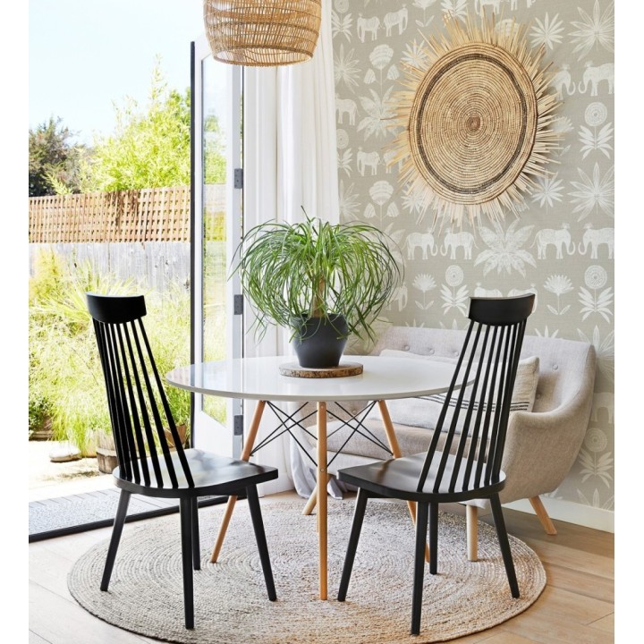 Papel pintado de elefantes y hojas fondo beige estilo étnico africano - Mombasa 682315